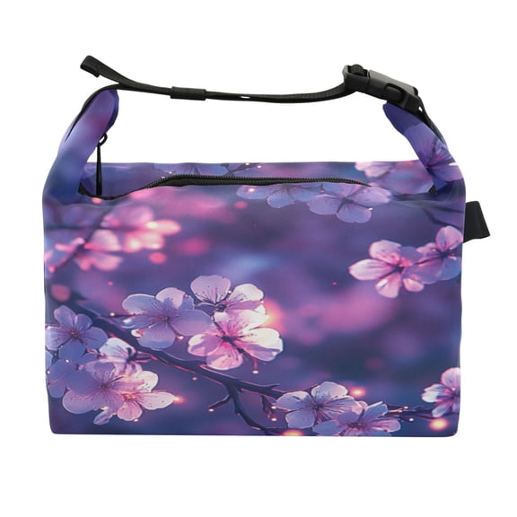 DIXRUYEE Lunch Bag Double Deck Lunch Cooler Box Fashion Midnight Blossoms Pattern