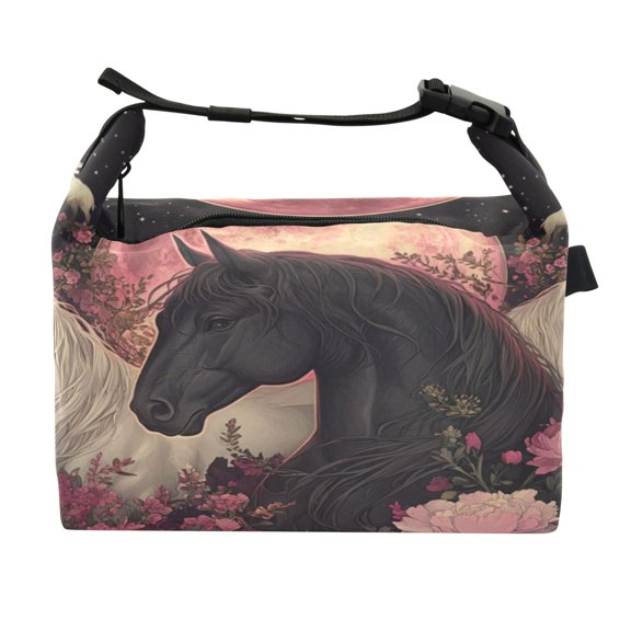 DIXRUYEE Lunch Bag Double Deck Lunch Cooler Box Fashion Midnight Majesties in Bloom Pattern