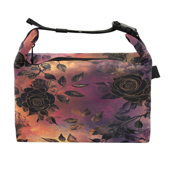 DIXRUYEE Lunch Bag Double Deck Lunch Cooler Box Fashion Mystical Blooms Pattern