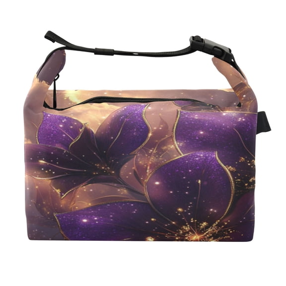 DIXRUYEE Lunch Bag Double Deck Lunch Cooler Box Fashion Night Blooms Pattern