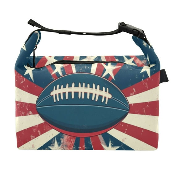DIXRUYEE Lunch Bag Double Deck Lunch Cooler Box Fashion Old Glory Football Pattern