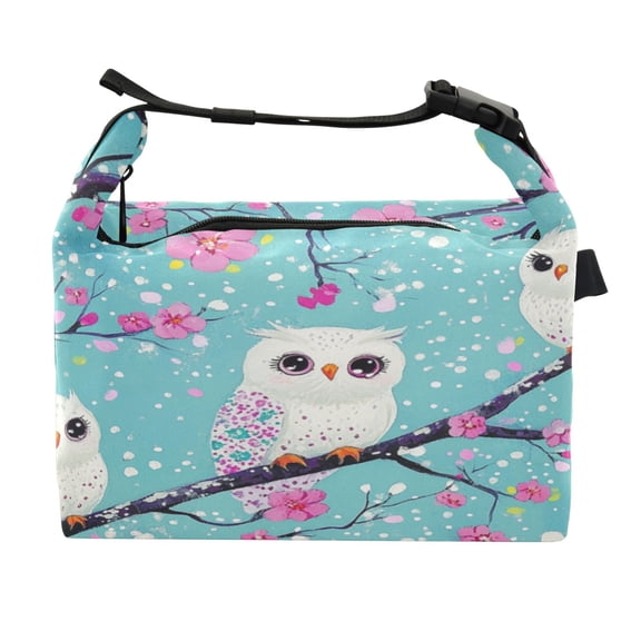 DIXRUYEE Lunch Bag Double Deck Lunch Cooler Box Fashion Owl Blossom Friends Pattern