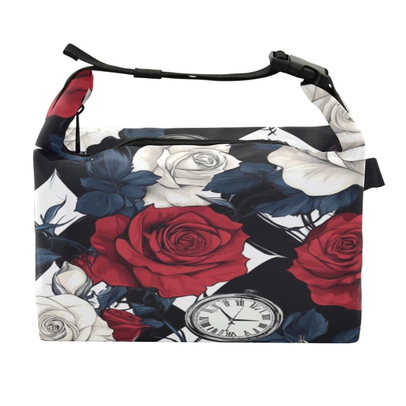 DIXRUYEE Lunch Bag Double Deck Lunch Cooler Box Fashion Petals Of Time Pattern