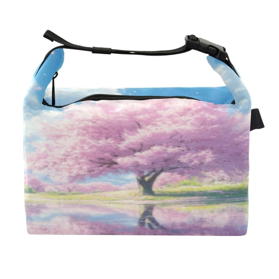 DIXRUYEE Lunch Bag Double Deck Lunch Cooler Box Fashion Pink Reflection Pattern