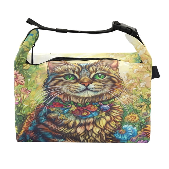 DIXRUYEE Lunch Bag Double Deck Lunch Cooler Box Fashion Radiant Floral Companion Pattern