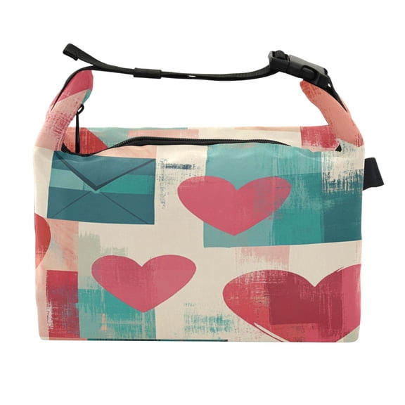 DIXRUYEE Lunch Bag Double Deck Lunch Cooler Box Fashion Romantic Notes Pattern