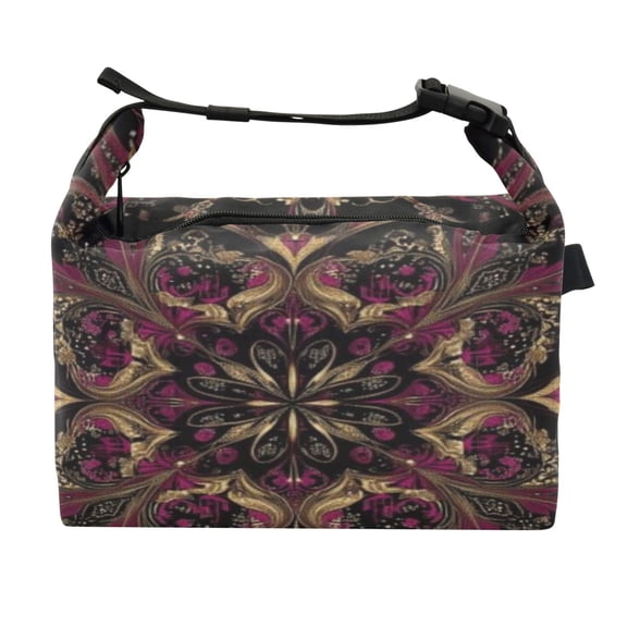 DIXRUYEE Lunch Bag Double Deck Lunch Cooler Box Fashion Royal Flourish Pattern