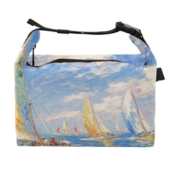 DIXRUYEE Lunch Bag Double Deck Lunch Cooler Box Fashion Sailing Into The Horizon Pattern