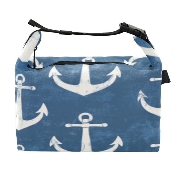 DIXRUYEE Lunch Bag Double Deck Lunch Cooler Box Fashion Seaside Script Pattern