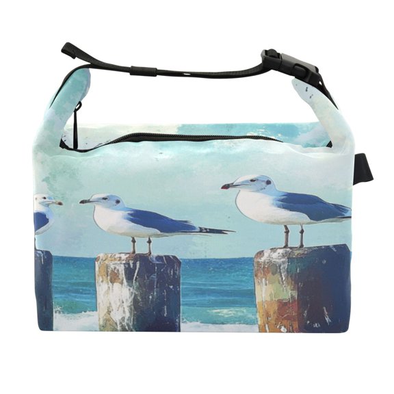 DIXRUYEE Lunch Bag Double Deck Lunch Cooler Box Fashion Seaside Serenity Pattern