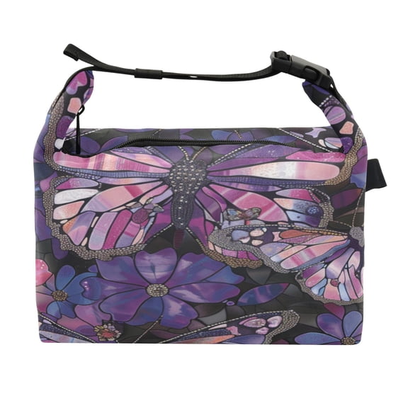DIXRUYEE Lunch Bag Double Deck Lunch Cooler Box Fashion Stained Glass Flutter Pattern