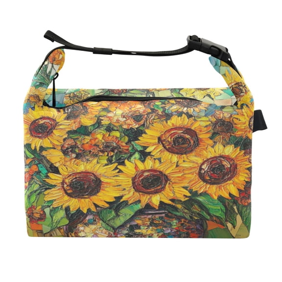 DIXRUYEE Lunch Bag Double Deck Lunch Cooler Box Fashion Sunflower Symphony Pattern