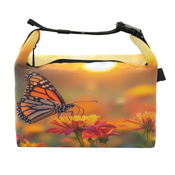 DIXRUYEE Lunch Bag Double Deck Lunch Cooler Box Fashion Sunset Butterfly Bliss Pattern