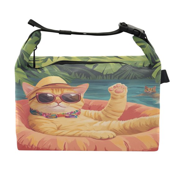 DIXRUYEE Lunch Bag Double Deck Lunch Cooler Box Fashion Sunshine & Waves Pattern