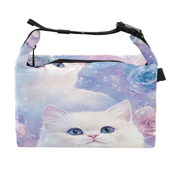 DIXRUYEE Lunch Bag Double Deck Lunch Cooler Box Fashion Whimsical Cat Garden Pattern