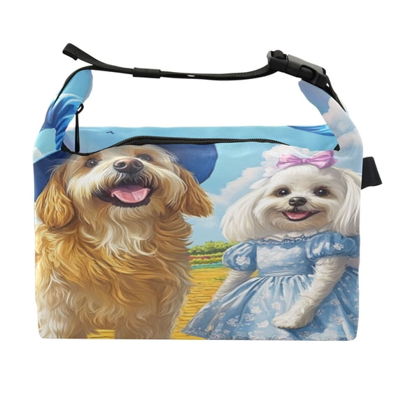 DIXRUYEE Lunch Bag Double Deck Lunch Cooler Box Fashion Whimsical Friends Pattern