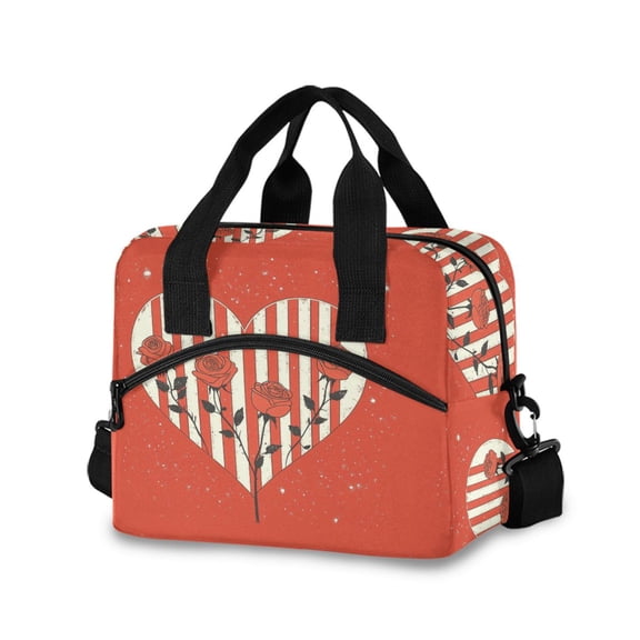 DIXRUYEE Lunch Bag Double Deck Lunch Cooler Box Tote Bag Fashion Berry Good Time Printed