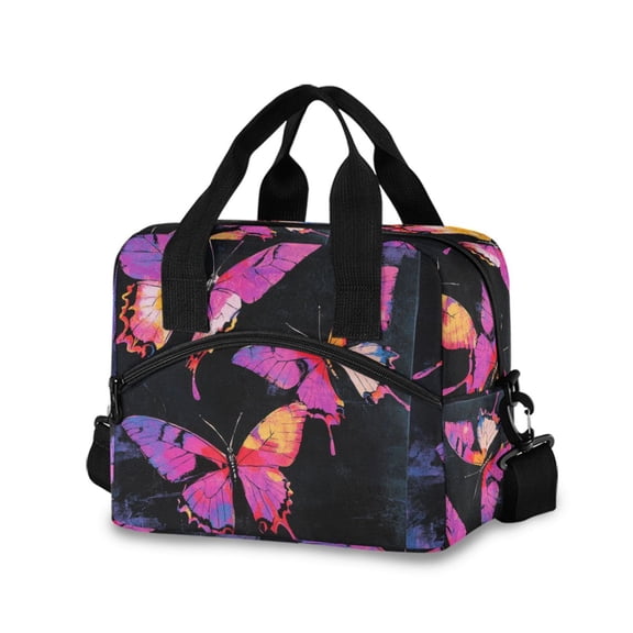 DIXRUYEE Lunch Bag Double Deck Lunch Cooler Box Tote Bag Fashion Colorful Flight Printed