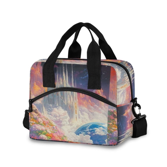 DIXRUYEE Lunch Bag Double Deck Lunch Cooler Box Tote Bag Fashion Colorful Haven Printed