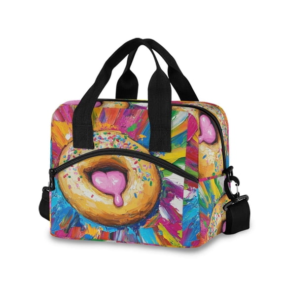DIXRUYEE Lunch Bag Double Deck Lunch Cooler Box Tote Bag Fashion Heartfelt Indulgence Printed