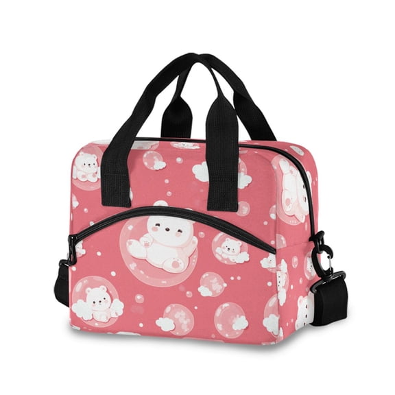 DIXRUYEE Lunch Bag Double Deck Lunch Cooler Box Tote Bag Fashion Playful Polar Bubbles Printed