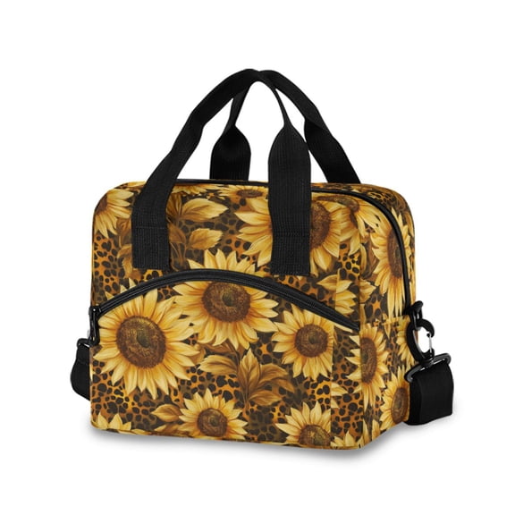 DIXRUYEE Lunch Bag Double Deck Lunch Cooler Box Tote Bag Fashion Sunflower Serenade Printed