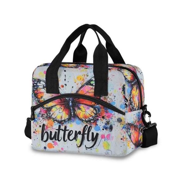 DIXRUYEE Lunch Bag Double Deck Lunch Cooler Box Tote Bag Fashion Vibrant Metamorphosis Printed