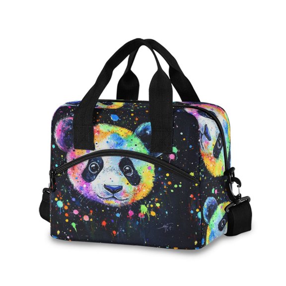 DIXRUYEE Lunch Bag Double Deck Lunch Cooler Box Tote Bag Fashion Whimsical Panda Bliss Printed