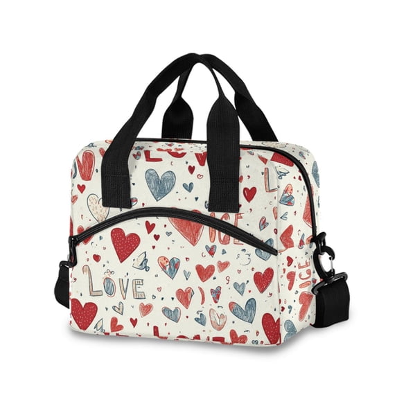 DIXRUYEE Lunch Bag Double Deck Lunch Tote Bag Fashion Expressions Of Love Printed