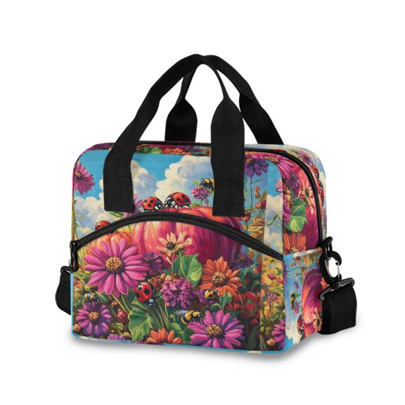DIXRUYEE Lunch Bag Double Deck Lunch Tote Bag Fashion Ladybugs Wonderland Printed