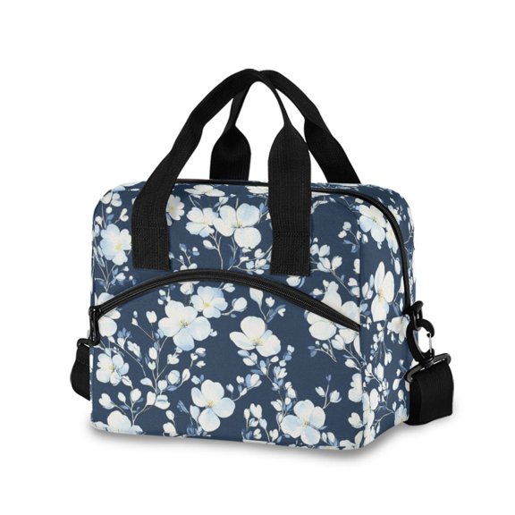 DIXRUYEE Lunch Bag Double Deck Lunch Tote Bag Fashion Midnight Blooms Printed