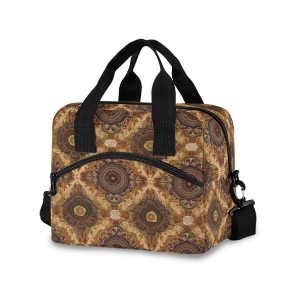DIXRUYEE Lunch Bag Double Deck Lunch Tote Bag Fashion Ornate Tapestry Printed