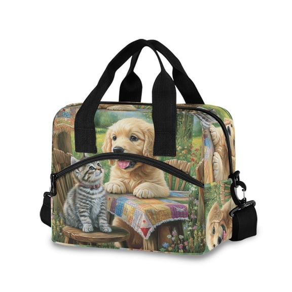 DIXRUYEE Lunch Bag Double Deck Lunch Tote Bag Fashion Paw-sitive Pals Printed