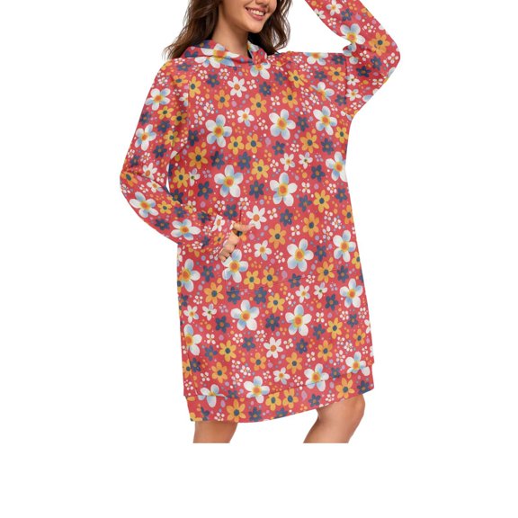 DIXRUYEE MTQzODMwMzk4Vk12WFBSZXNmTERp Print Womens Long Oversized Hoodie Dress Casual Pullover Hooded Sweatshirt Dress with Kangaroo Pocket Loose Streetwear Loungewear