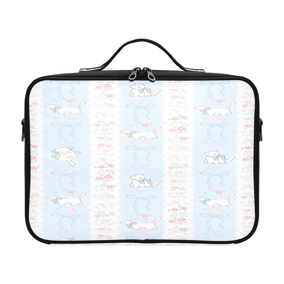 DIXRUYEE Makeup Cosmetic Case Organizer Portable Artist Storage Bag-Pale Stripe Critter of Pattern