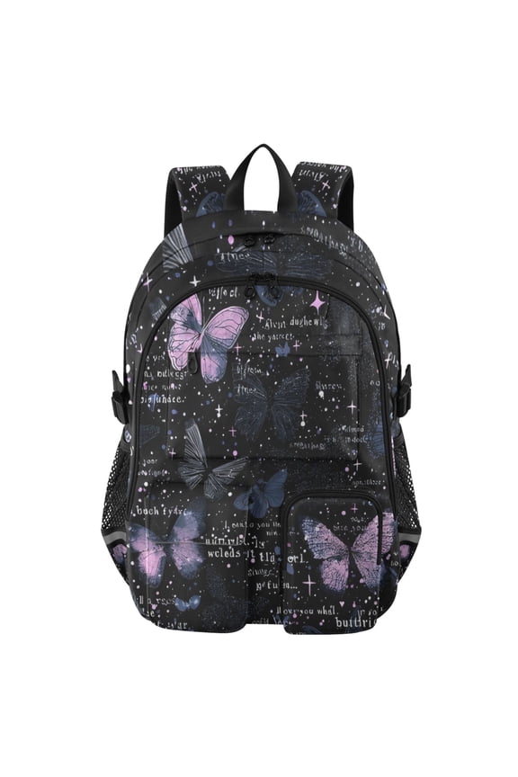 Midnight Moths Backpack for School 14Laptop Compatible with Reflective Safety Strips