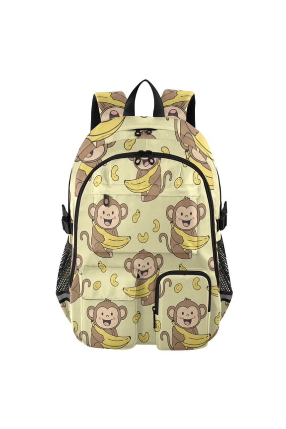 Monkey Bananas Backpack for School 14Laptop Compatible with Reflective Safety Strips