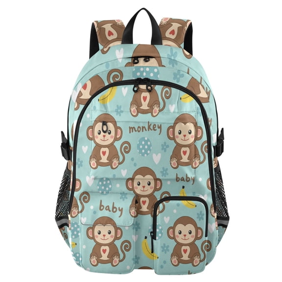 DIXRUYEE Monkey Bananas Backpack for School 14Laptop Compatible with Reflective Safety Strips