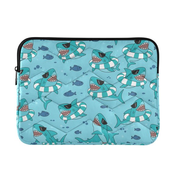 DIXRUYEE Multi-Layer Padded Colorful Fish Sea Ocean Blue Shark Laptop Sleeve Waterproof Shock Resistant Notebook Case for 13/14/15/16 Inch Laptops Office Slim Portable Computer Pouch