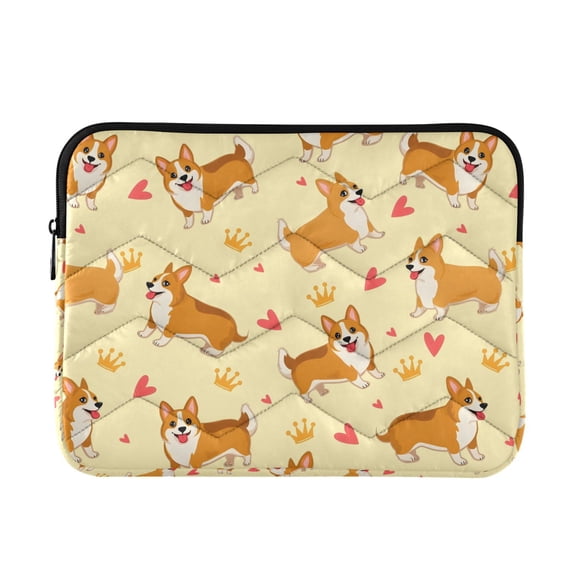 DIXRUYEE Multi-Layer Padded Corgi Crown Pattern Laptop Sleeve Waterproof Shock Resistant Notebook Case for 13/14/15/16 Inch Laptops Office Slim Portable Computer Pouch