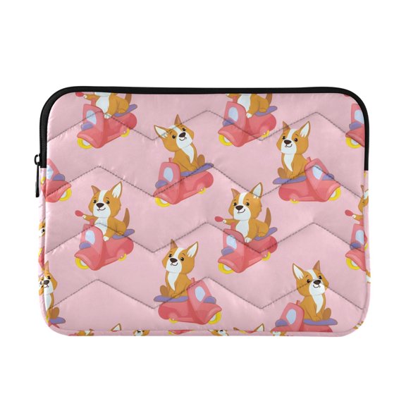 DIXRUYEE Multi-Layer Padded Corgi Cycling Pattern Laptop Sleeve Waterproof Shock Resistant Notebook Case for 13/14/15/16 Inch Laptops Office Slim Portable Computer Pouch