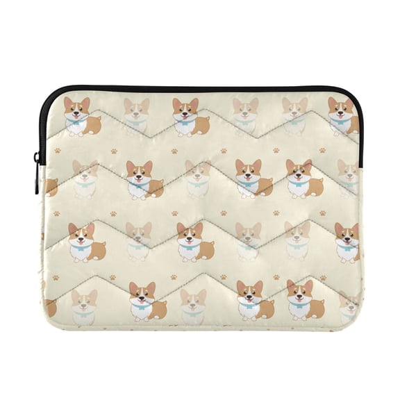 DIXRUYEE Multi-Layer Padded Corgi Footprints Laptop Sleeve Waterproof Shock Resistant Notebook Case for 13/14/15/16 Inch Laptops Office Slim Portable Computer Pouch