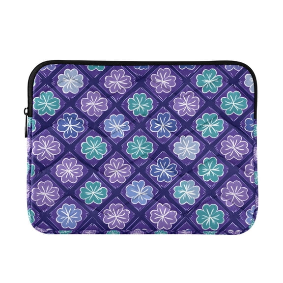 DIXRUYEE Multi-Layer Padded Purple Flowers Laptop Sleeve Waterproof Shock Resistant Notebook Case for 13/14/15/16 Inch Laptops Office Slim Portable Computer Pouch