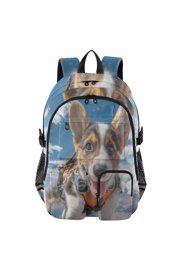 Orange Harness Corgi Backpack for School 14Laptop Compatible with Reflective Safety Strips
