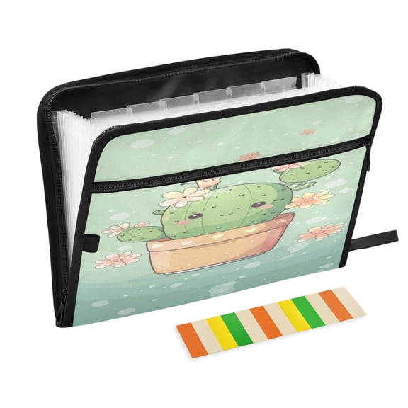 DIXRUYEE Organ Folders Expanding Folder 13 Pocket-Blooming Pastel Cactus Pattern