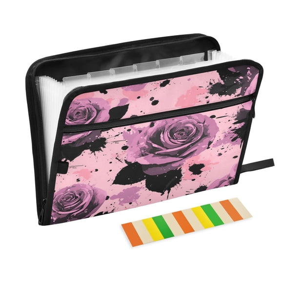 DIXRUYEE Organ Folders Expanding Folder 13 Pocket-Blooming Roses Pattern