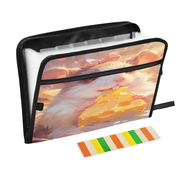 DIXRUYEE Organ Folders Expanding Folder 13 Pocket-Bow Cheese Mouse Pattern