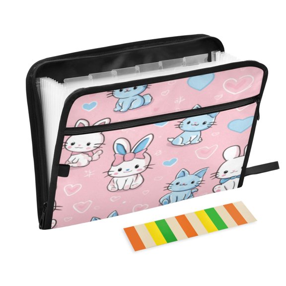 DIXRUYEE Organ Folders Expanding Folder 13 Pocket-Bunny - Cat Heartfelt Play Pattern