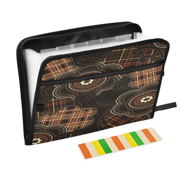 DIXRUYEE Organ Folders Expanding Folder 13 Pocket-Checkered Bloom Pattern