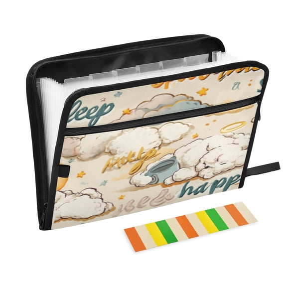 DIXRUYEE Organ Folders Expanding Folder 13 Pocket-Cloudy Inspirational Wordscape Pattern